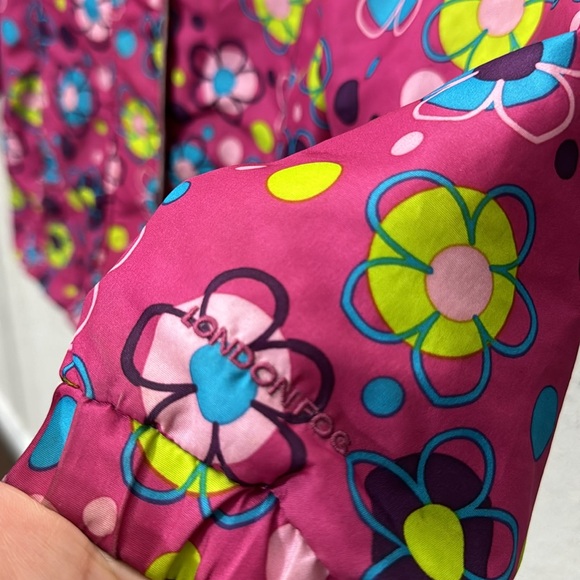 Size 5 Rain Coat Floral Polka Dot Hoodie Jacket Multicolor Pockets Full Zipper - Picture 5 of 13